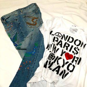 LEO ROMA JEANS Embroidered & Freeze Tee SET!